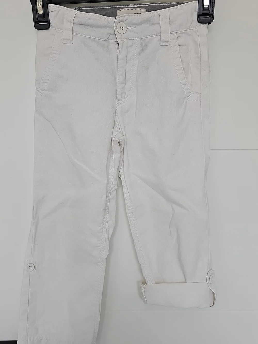 Old Navy White Linen Blend Convertable Leg Pants Boys Sz 5T
